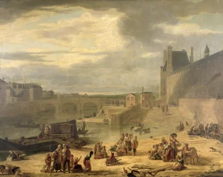 Vista de la Gran Galería del Louvre, las Tullerías y el Pont Royal, c.1795